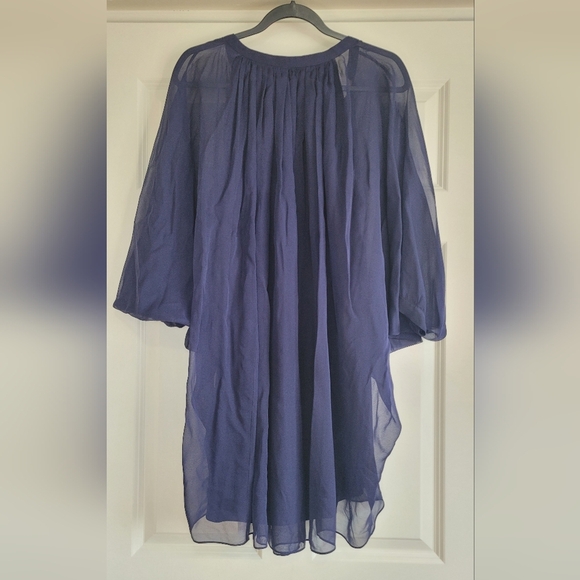 Diane Von Furstenberg Navy Silk Fleurette Caftan Dress - Size 4 - Picture 3 of 12